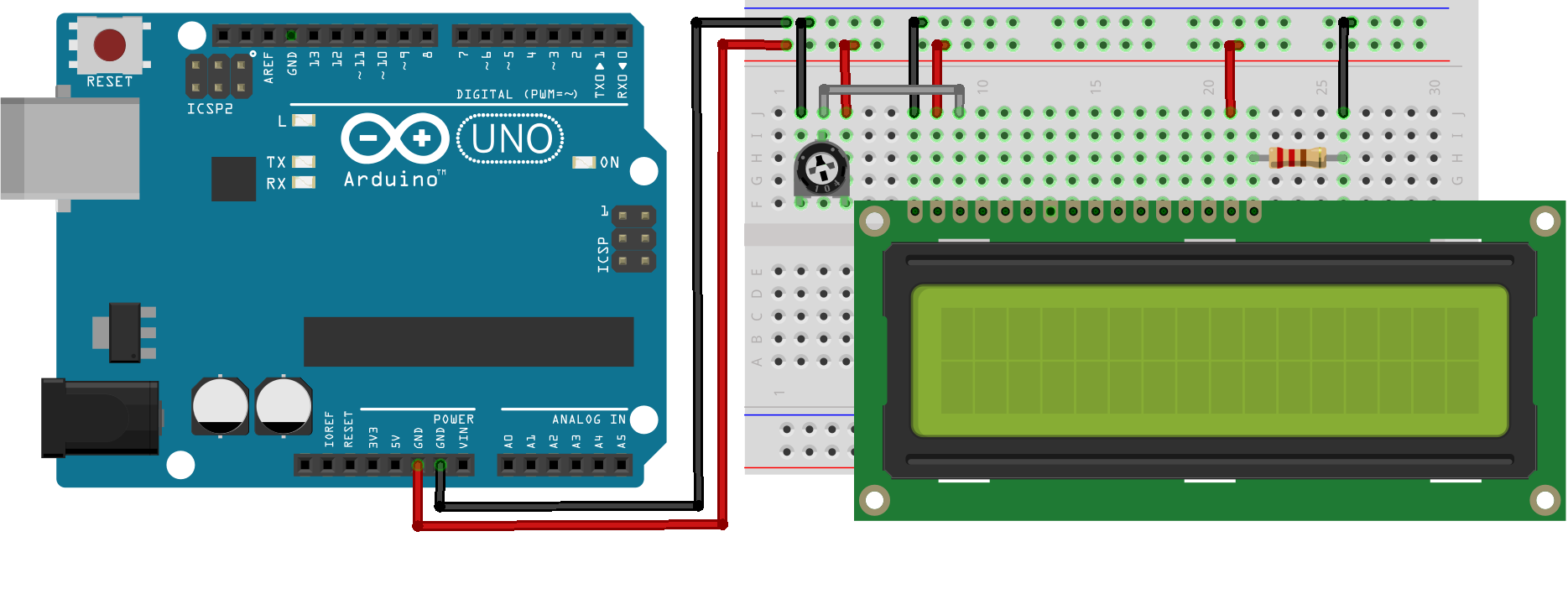 [Interfacing 16x2 LCD with Arduino](https://circuitdigest.com/microcontroller-projects/interfacing-16x2-lcd-with-arduino) — overview